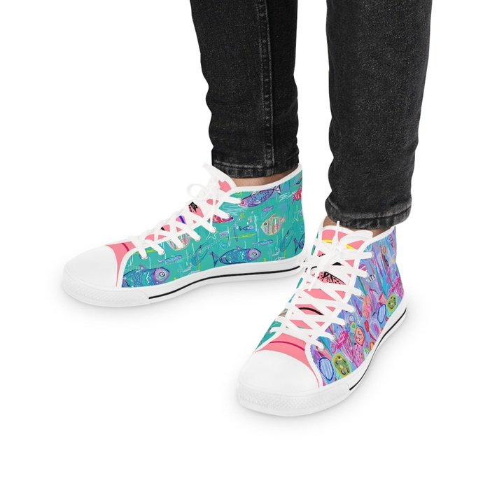 Tropical Fish high top mens sneakers