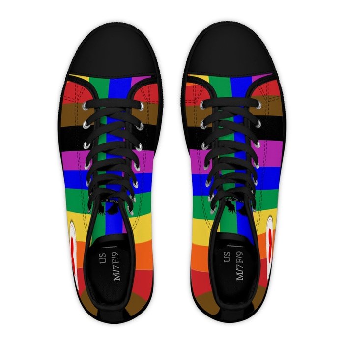 Rainbow Pride high top womens canvas sneakers