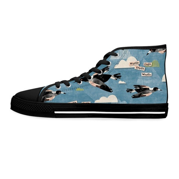 Magpie Talk blue high top womens canvas sneakers