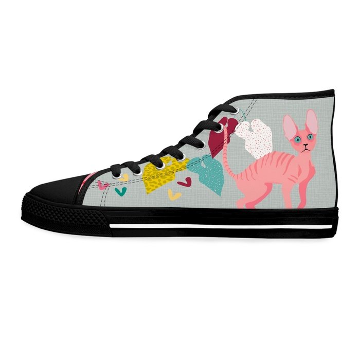 Cornish Rex cats high top womens canvas sneakers