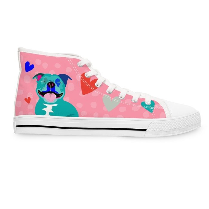 Happy Staffy high top womens canvas sneakers