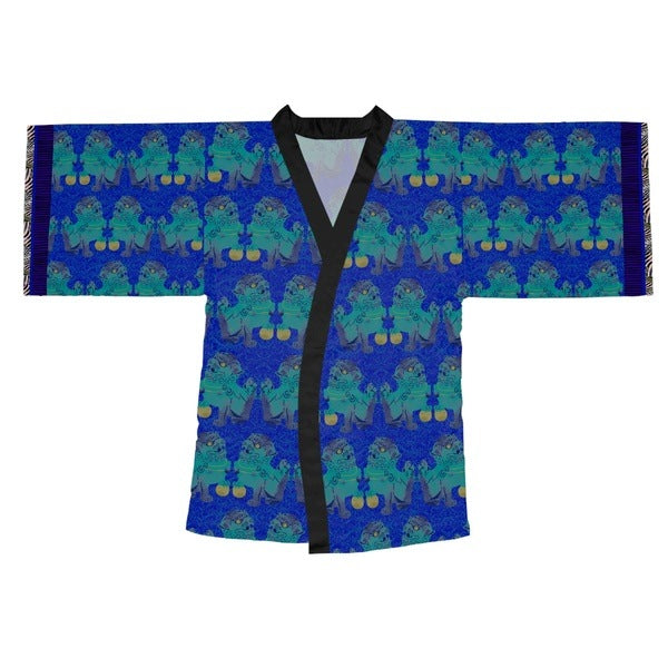 Blue Foo Dogs kimono robe