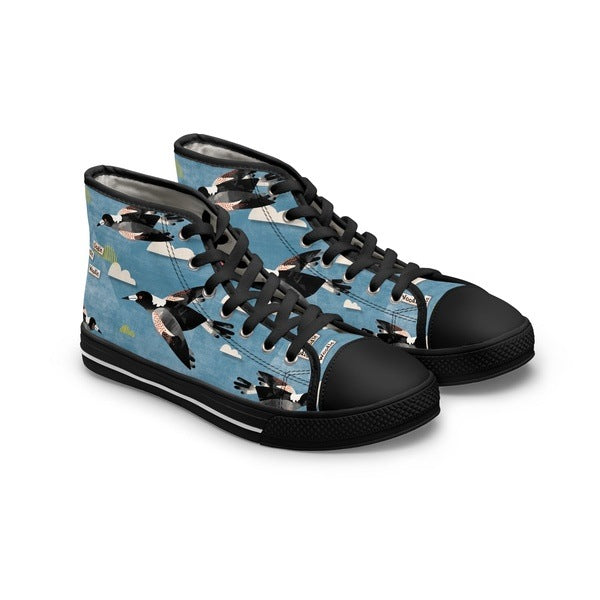 Magpie Talk blue high top womens canvas sneakers