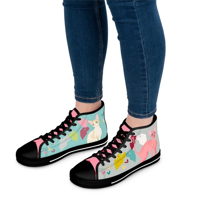 Cornish Rex cats high top womens canvas sneakers