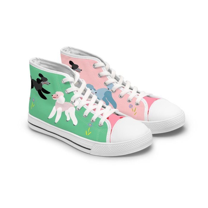 Poodles in the park high top womens canvas sneakers