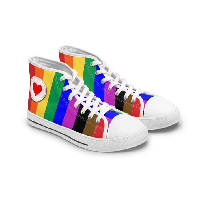 Rainbow Pride high top womens canvas sneakers