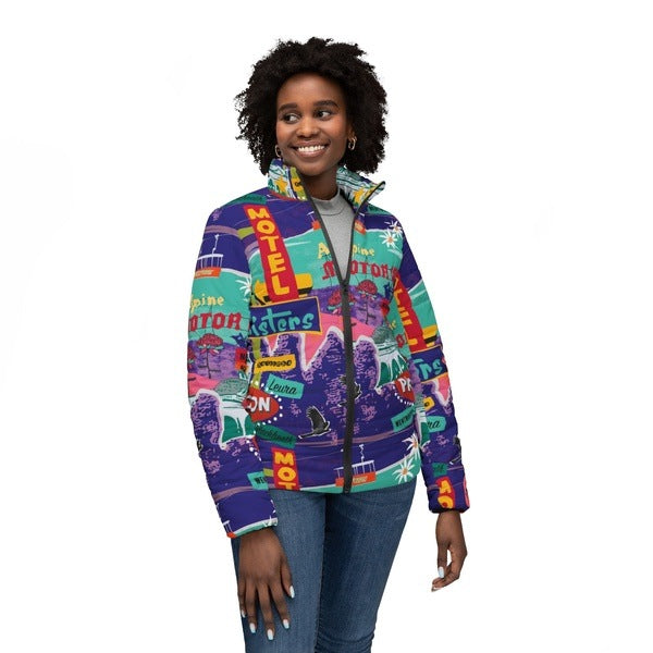 Retro Blue Mountains women’s puffer jacket