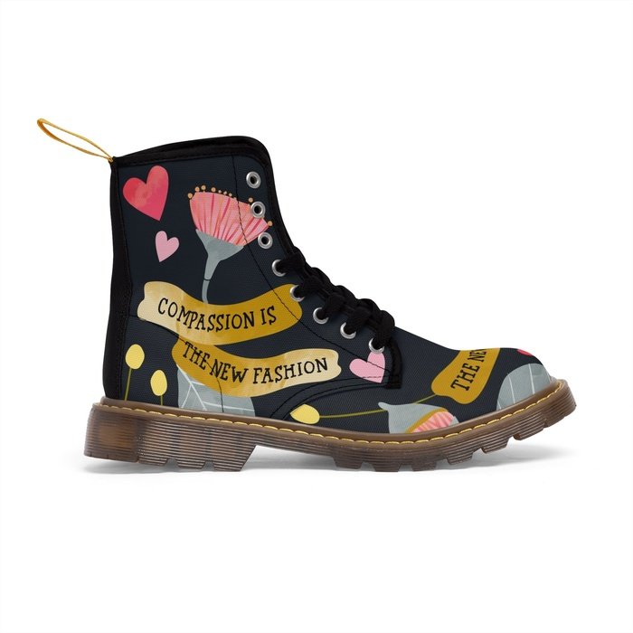 Compassion is the new fashion womens canvas boots