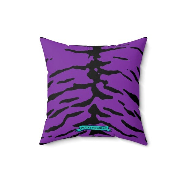 RTS Kitsch Tiger on pink faux suede cushion