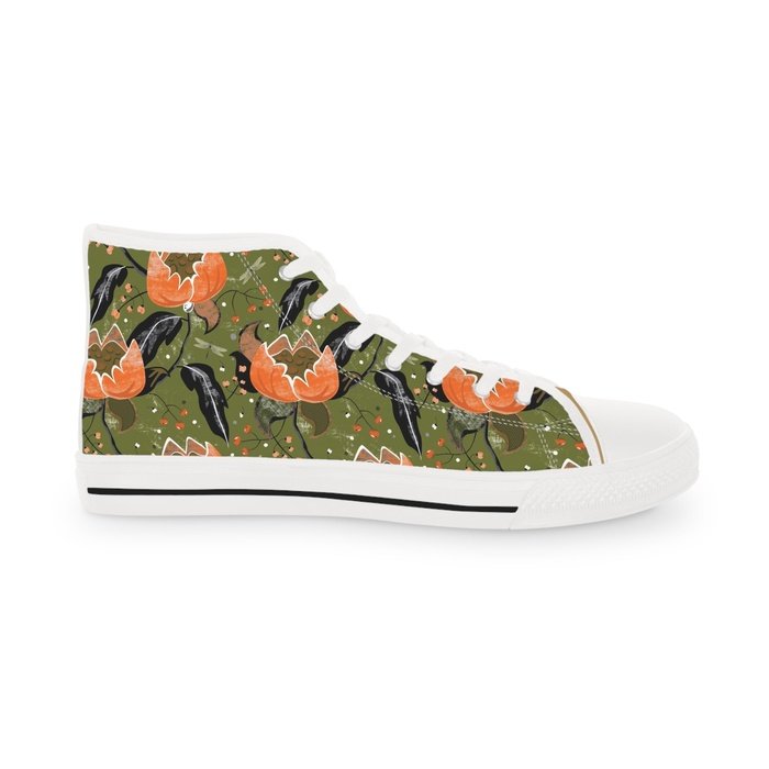 Vintage Chintz olive high top mens sneakers