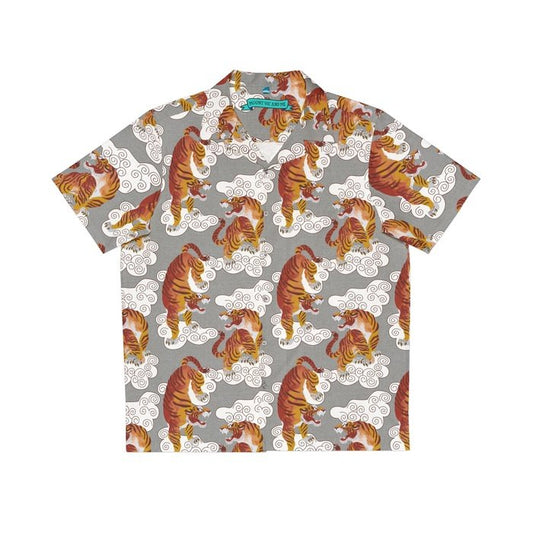 Snarling Tigers Grey Hawaiian Shirt