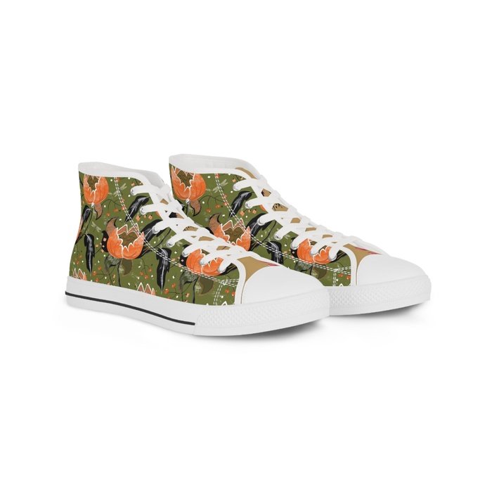 Vintage Chintz olive high top mens sneakers