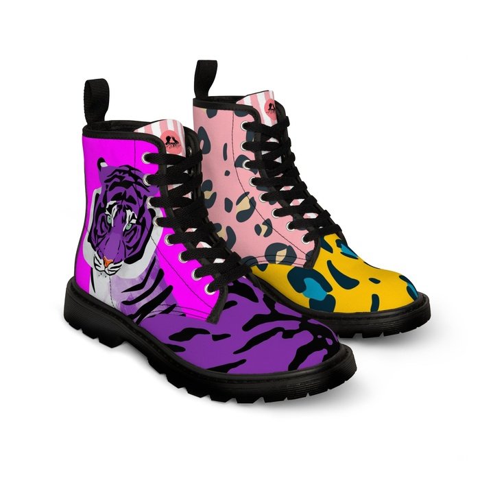 Kitsch cats womens canvas boots
