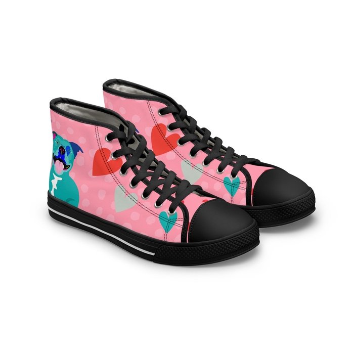 Happy Staffy high top womens canvas sneakers