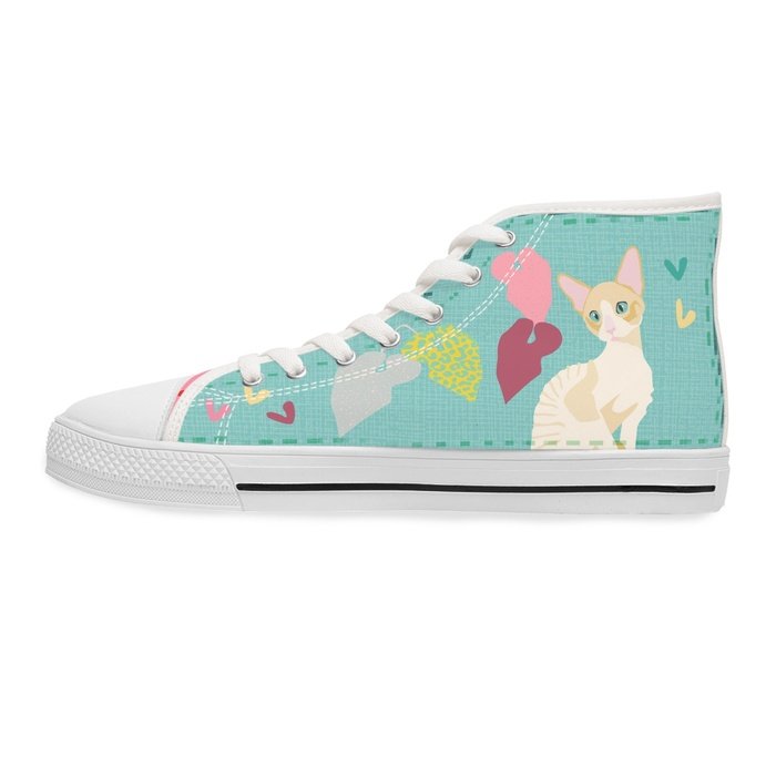 Cornish Rex cats high top womens canvas sneakers