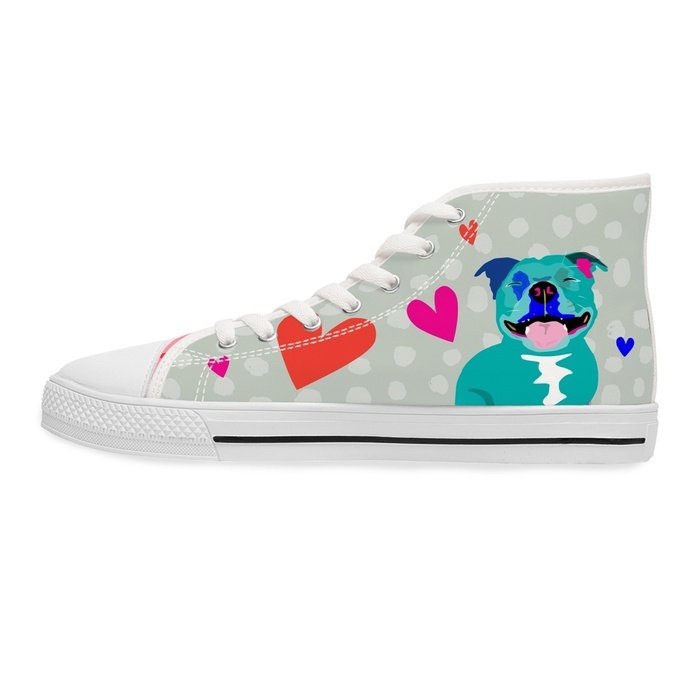 Happy Staffy high top womens canvas sneakers