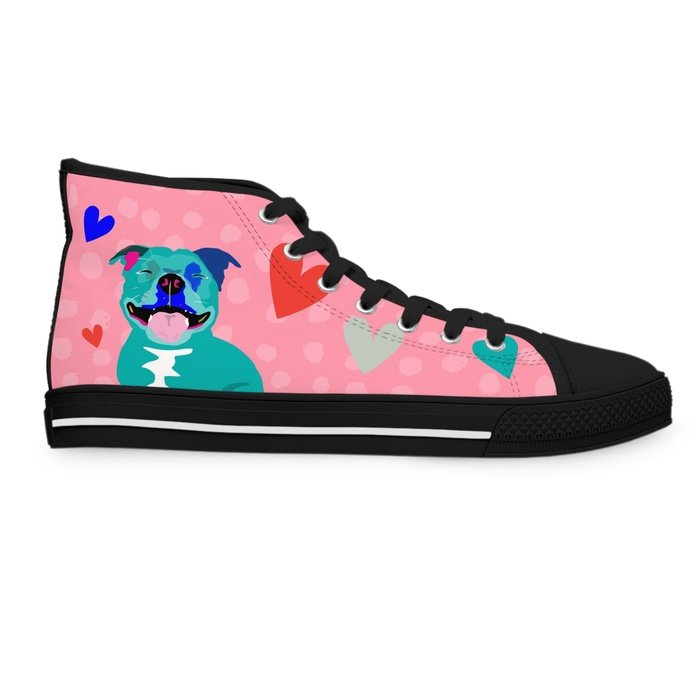 Happy Staffy high top womens canvas sneakers