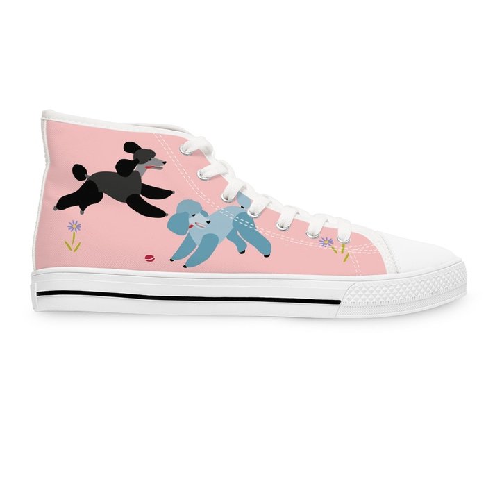 Poodles in the park high top womens canvas sneakers