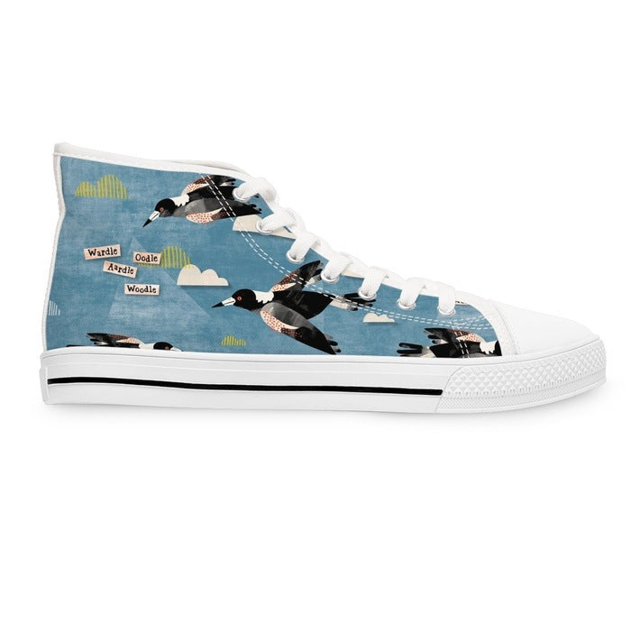 Magpie Talk blue high top womens canvas sneakers