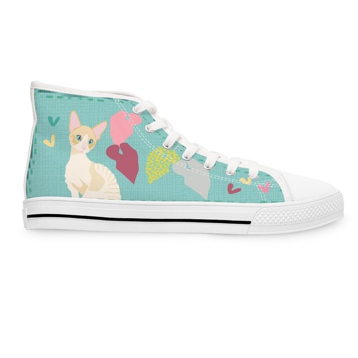 Cornish Rex cats high top womens canvas sneakers