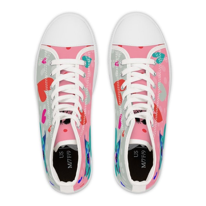 Happy Staffy high top womens canvas sneakers