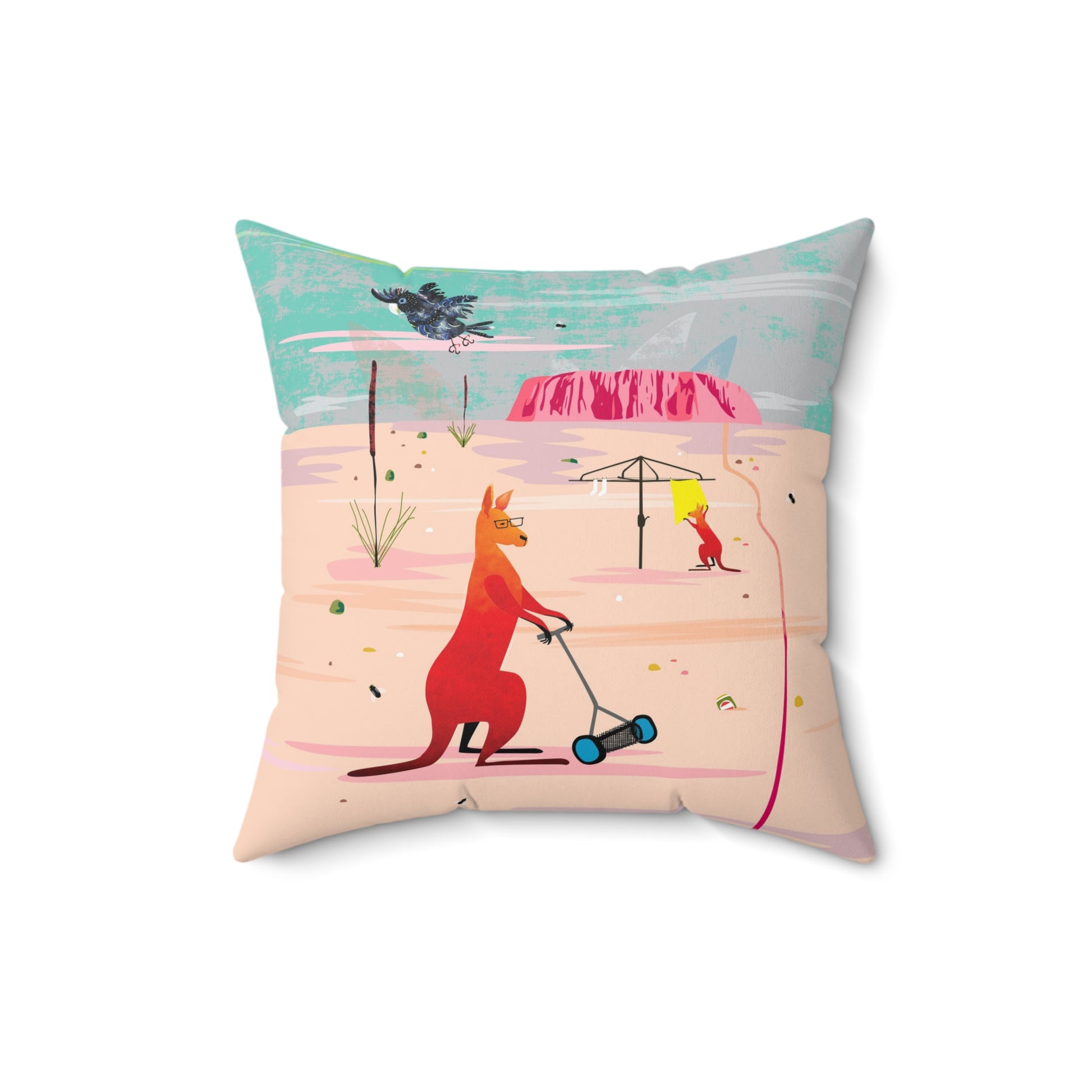 Red Kangaroo Outback Australia faux suede cushion