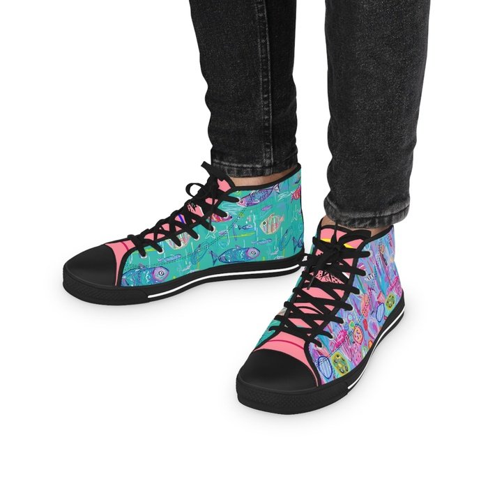 Tropical Fish high top mens sneakers