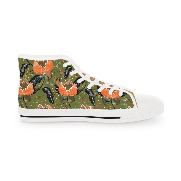 Vintage Chintz olive high top mens sneakers