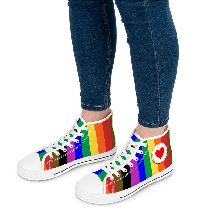 Rainbow Pride high top womens canvas sneakers