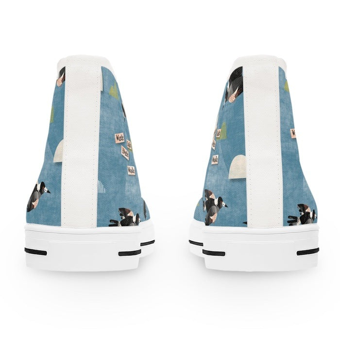 Magpie Talk blue high top womens canvas sneakers