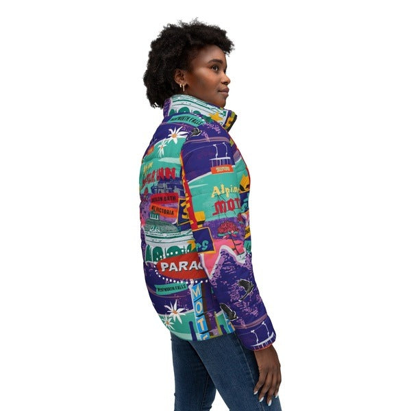 Retro Blue Mountains women’s puffer jacket