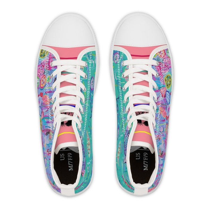 Tropical Fish high top womens canvas sneakers