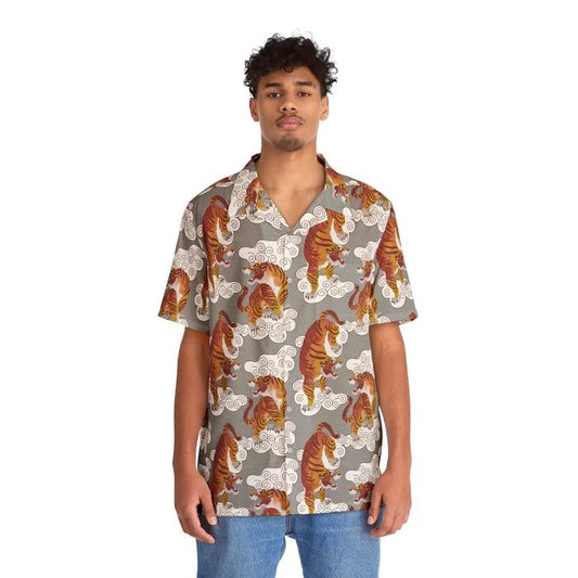 RTS Snarling Tigers Grey Hawaiian Shirt