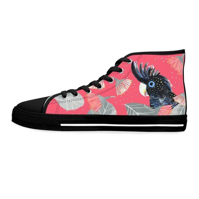 Black Cockatoo high top womens canvas sneakers