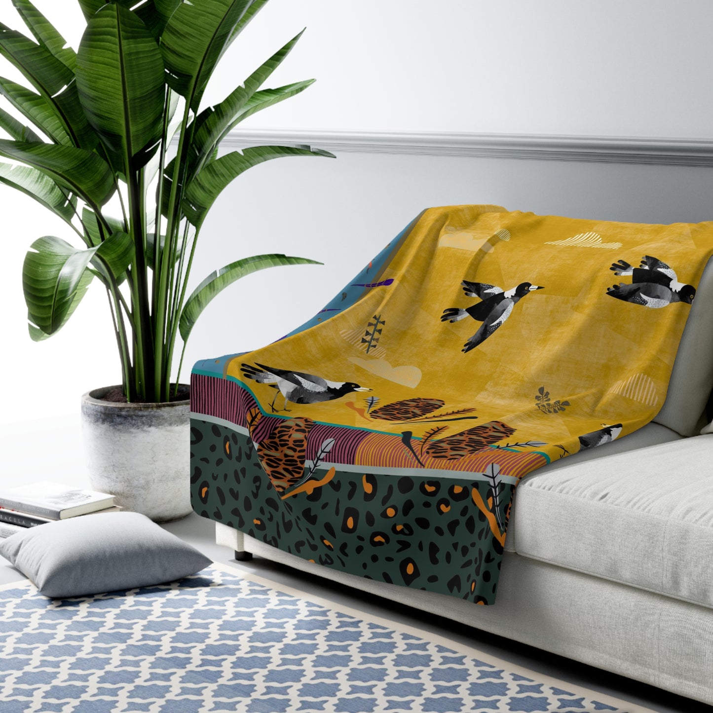 Magpies maximalist sherpa blanket