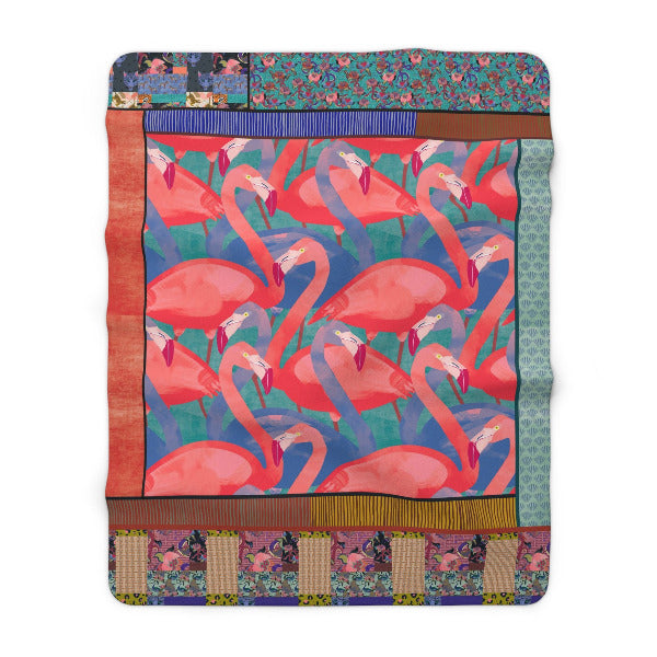 Fabulous Flamingos sherpa blanket