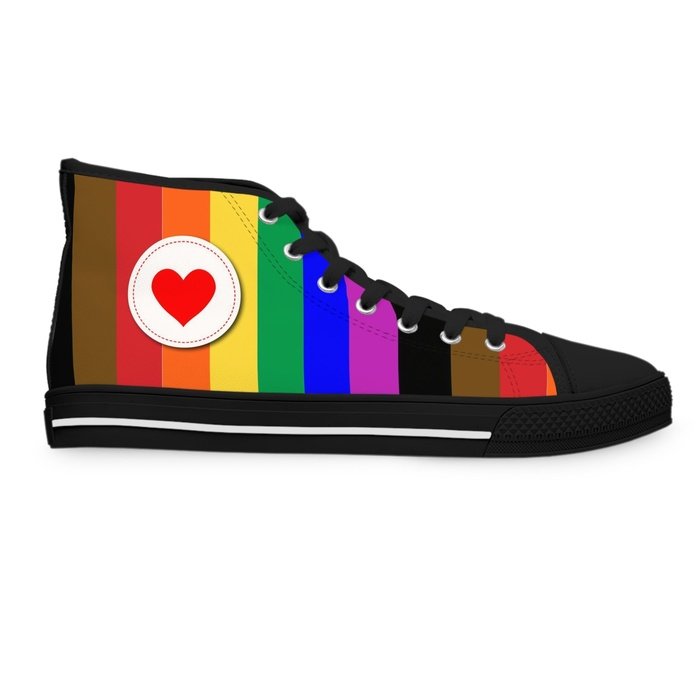 Rainbow Pride high top womens canvas sneakers