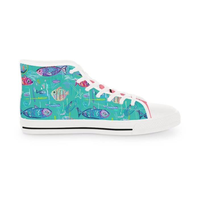 Tropical Fish high top mens sneakers