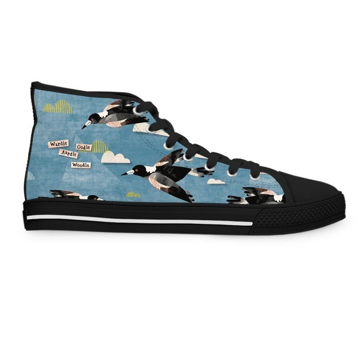 Magpie Talk blue high top womens canvas sneakers