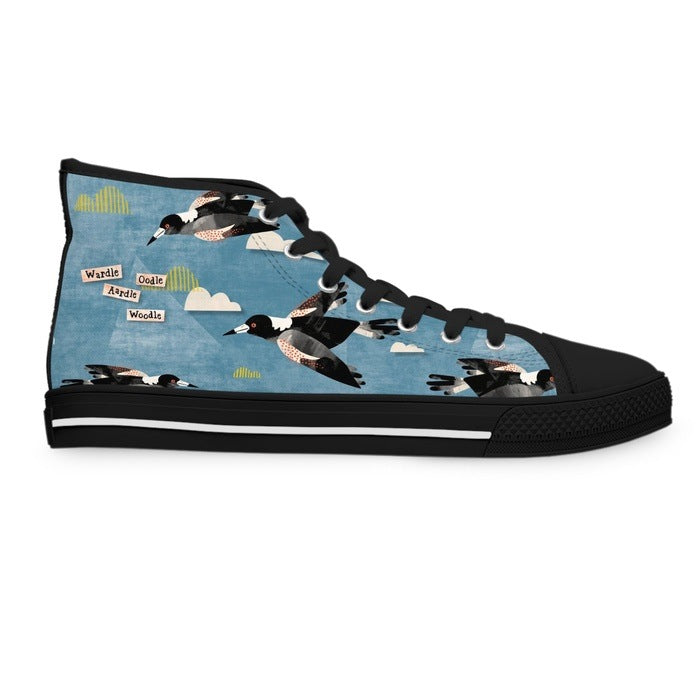 Magpie Talk blue high top womens canvas sneakers