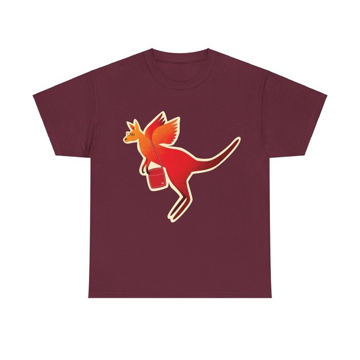 Retro Flying Kangaroo cotton t shirt