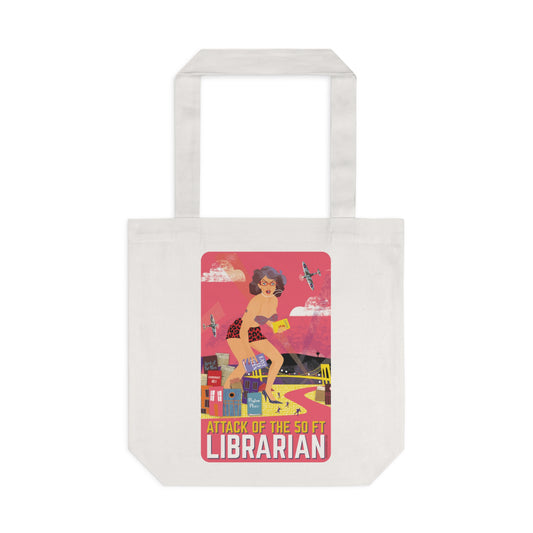 Attack of the 50 ft Librarian Cotton Tote Bag