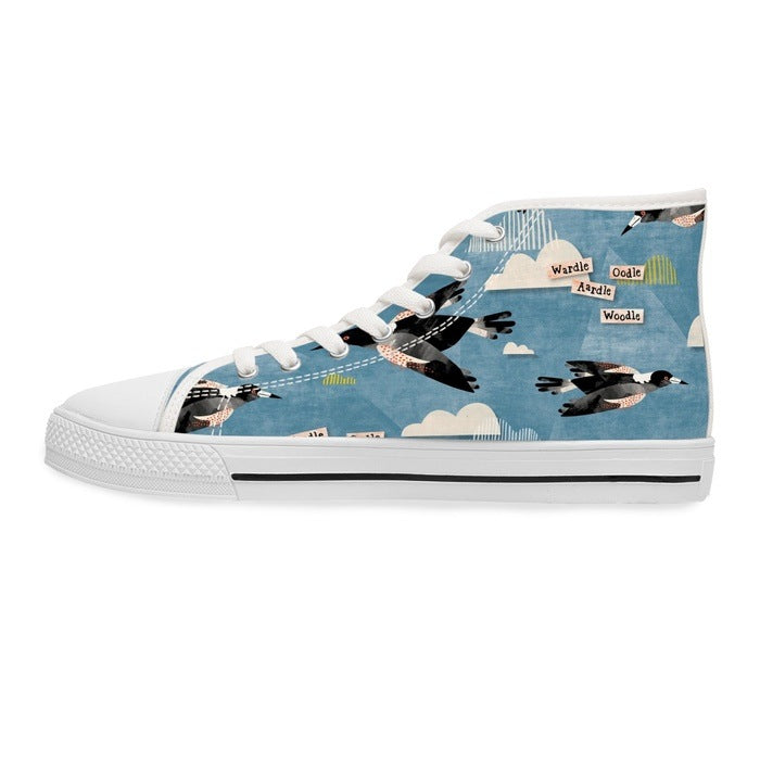 Magpie Talk blue high top womens canvas sneakers