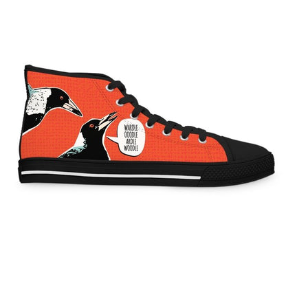 Magpie talk red high top womens canvas sneakers