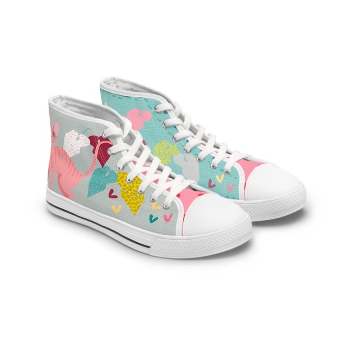 Cornish Rex cats high top womens canvas sneakers