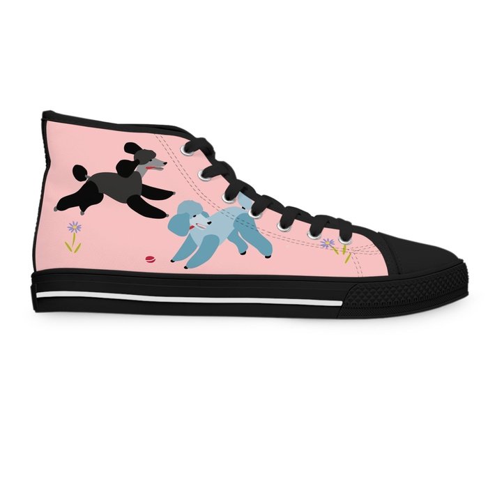 Poodles in the park high top womens canvas sneakers