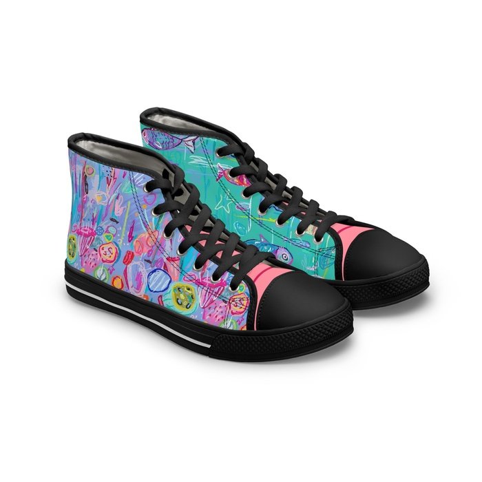 Tropical Fish high top womens canvas sneakers