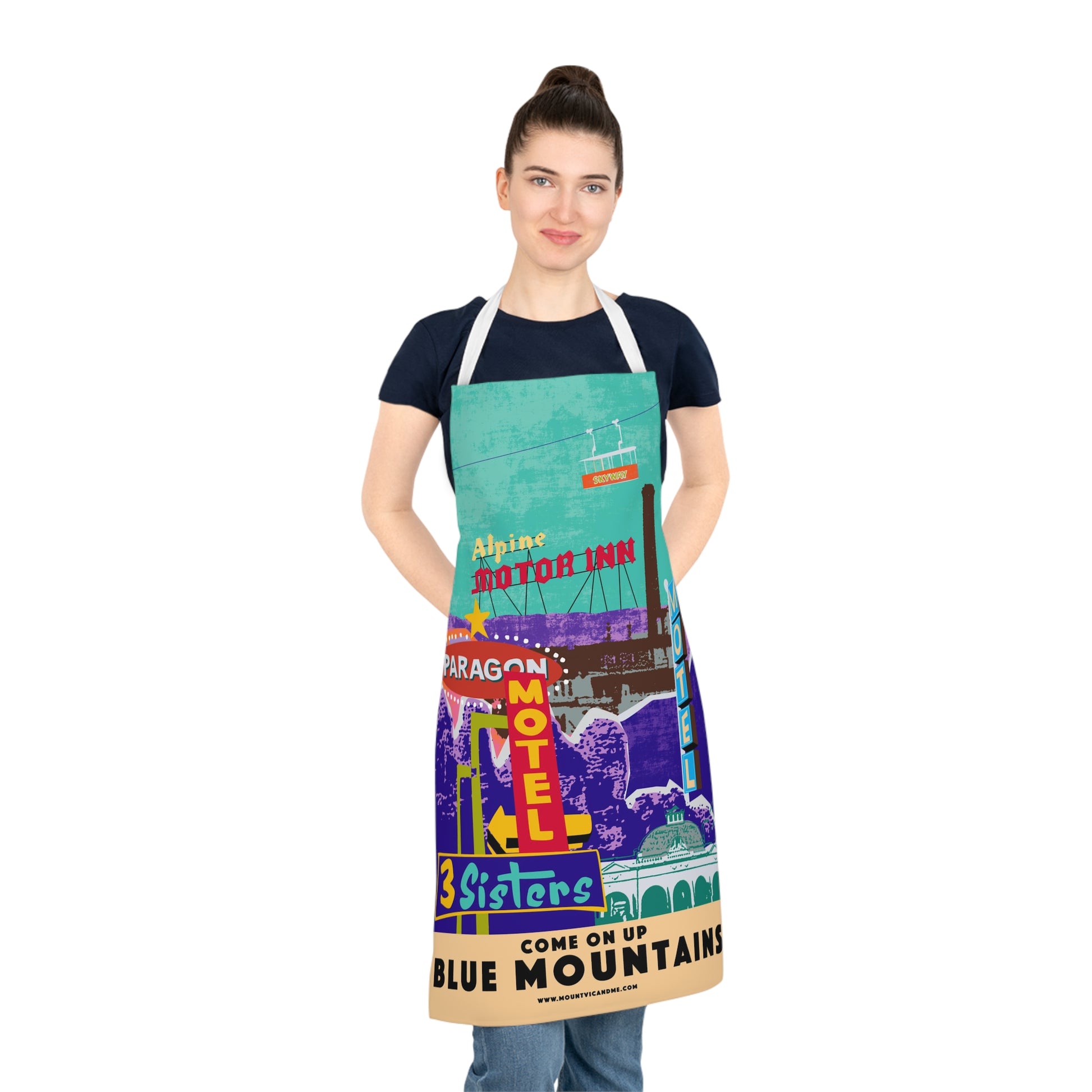 Retro Blue Mountains apron