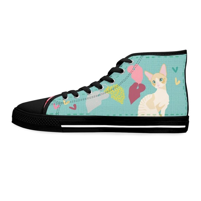 Cornish Rex cats high top womens canvas sneakers