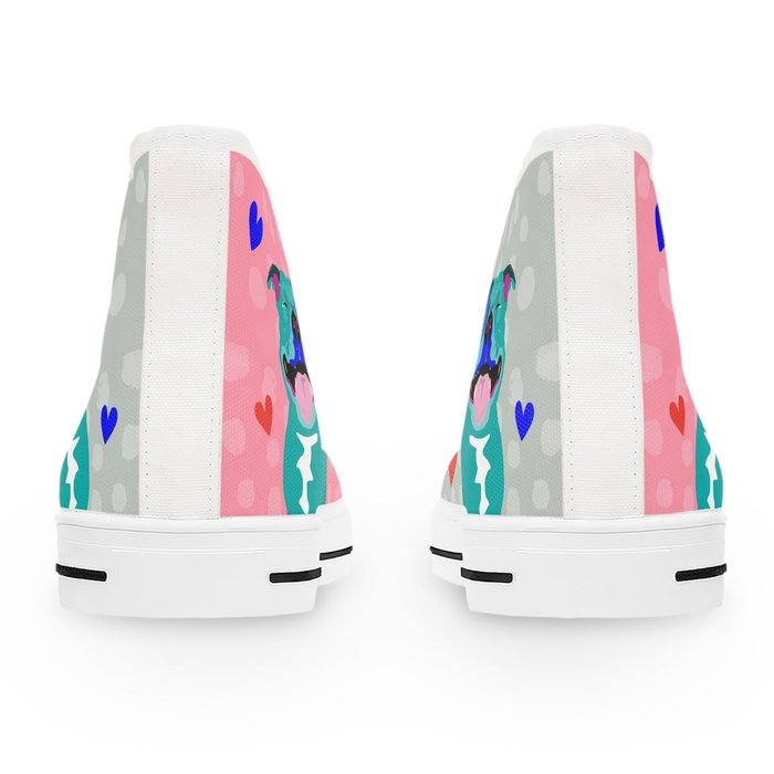 Happy Staffy high top womens canvas sneakers